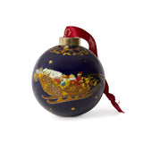 Father Christmas and Sleigh Flying Scene Ceramic Bauble