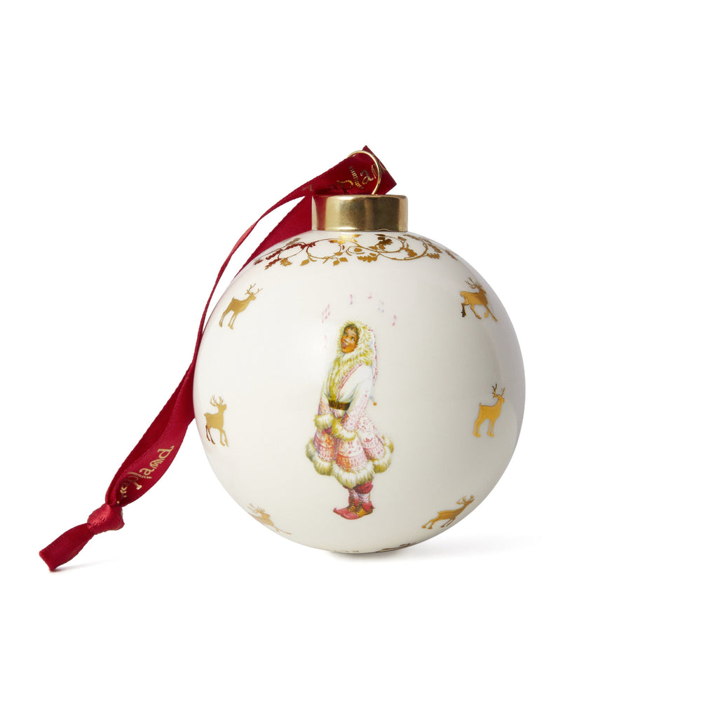 Father Christmas with Reindeer Ceramic Bauble