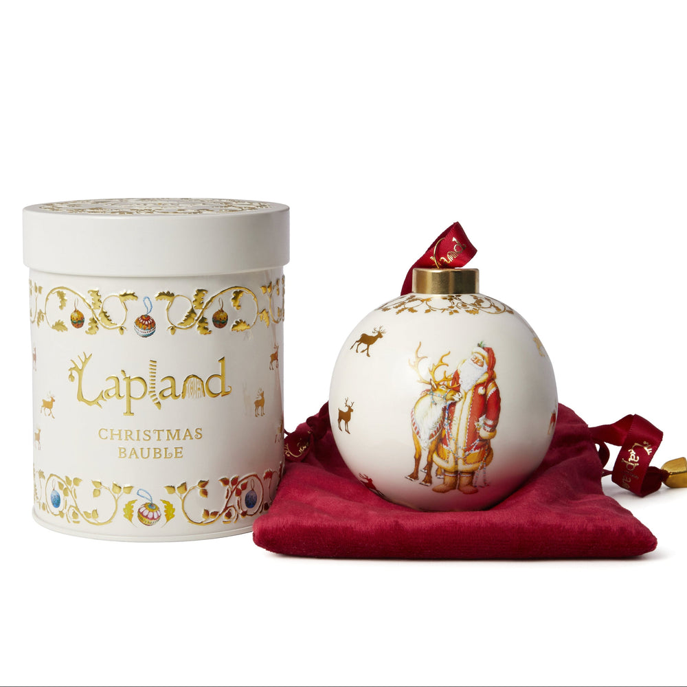Father Christmas with Reindeer Ceramic Bauble
