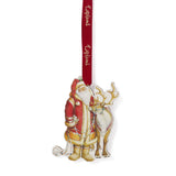 Wooden Tree Decoration Father Christmas with a Reindeer